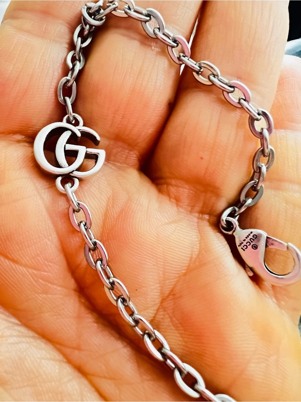 Fashion Upcycled silver -Tone Interlocking Chain Bracelet size 8.5 inch unisex